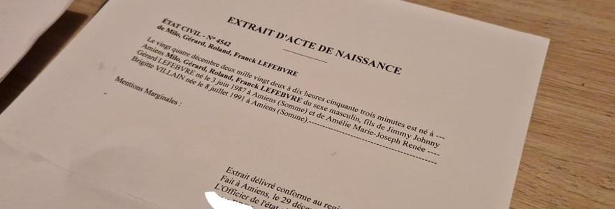 extrait de naissance en France