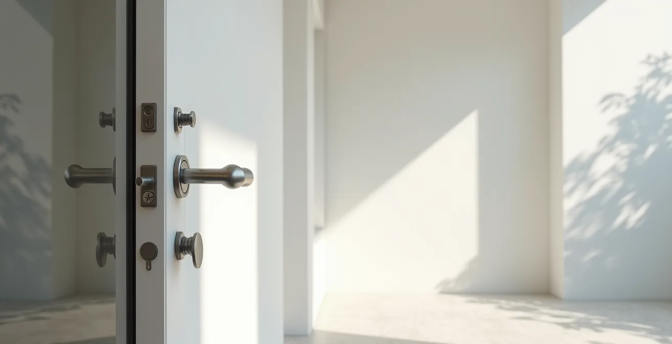 Vue minimaliste d'une entrée sécurisée avec serrure moderne