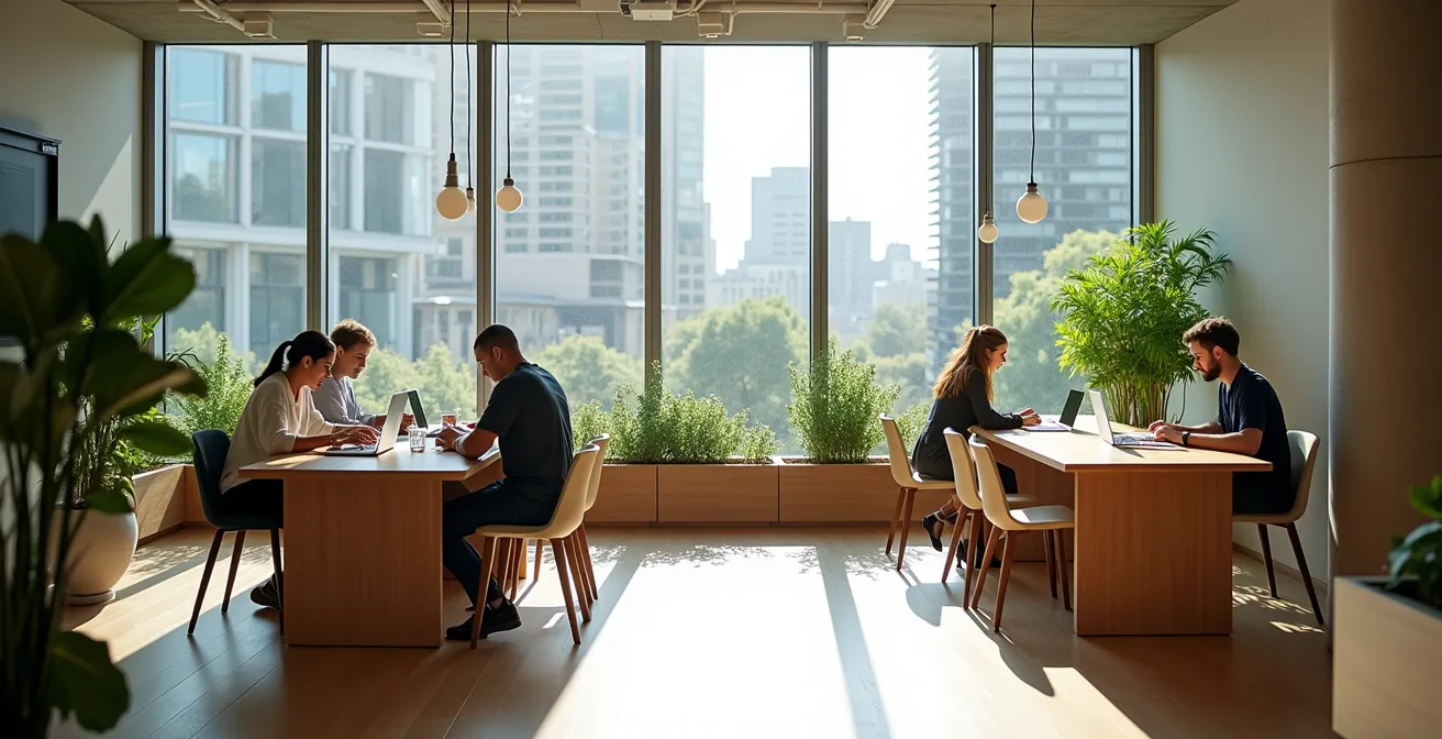 Espace de coworking moderne dans un appart-hôtel