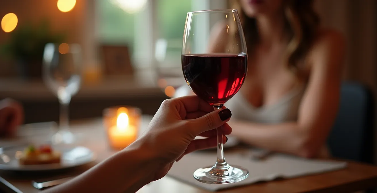 Main tenant correctement un verre de vin par le pied