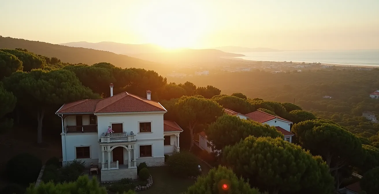 Vue aérienne des quartiers historiques d'Hossegor montrant l'architecture préservée