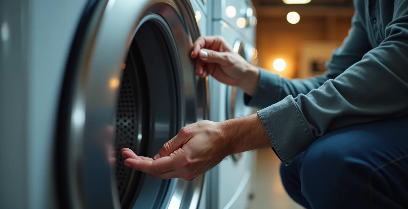 Mains expertes inspectant la qualité d'un appareil électroménager haut de gamme