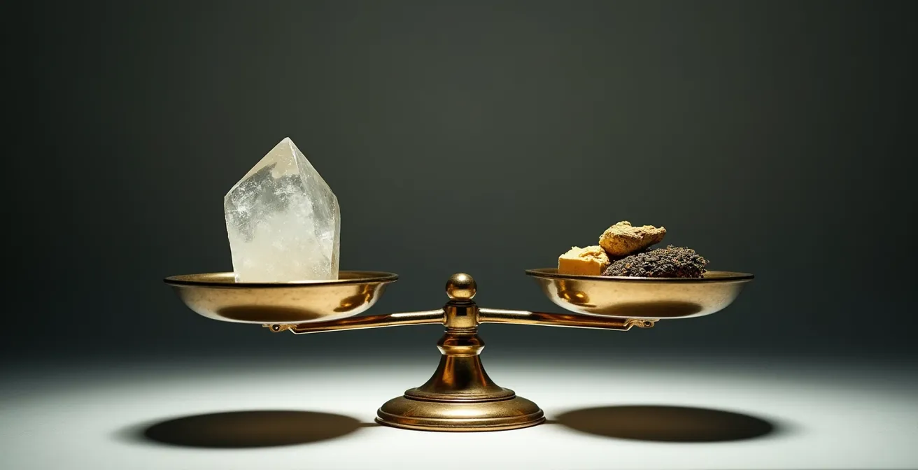 Balance symbolisant l'équilibre entre production IA et traditionnelle