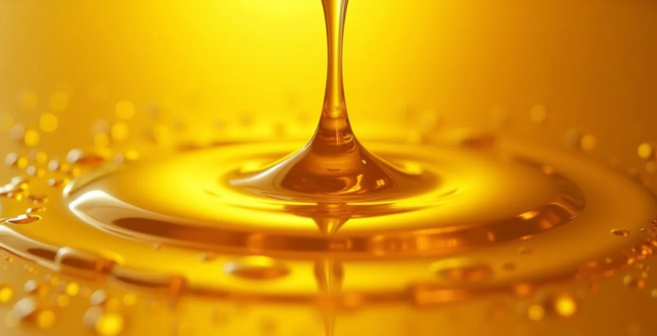 Détail macro de textures d'huiles végétales dorées